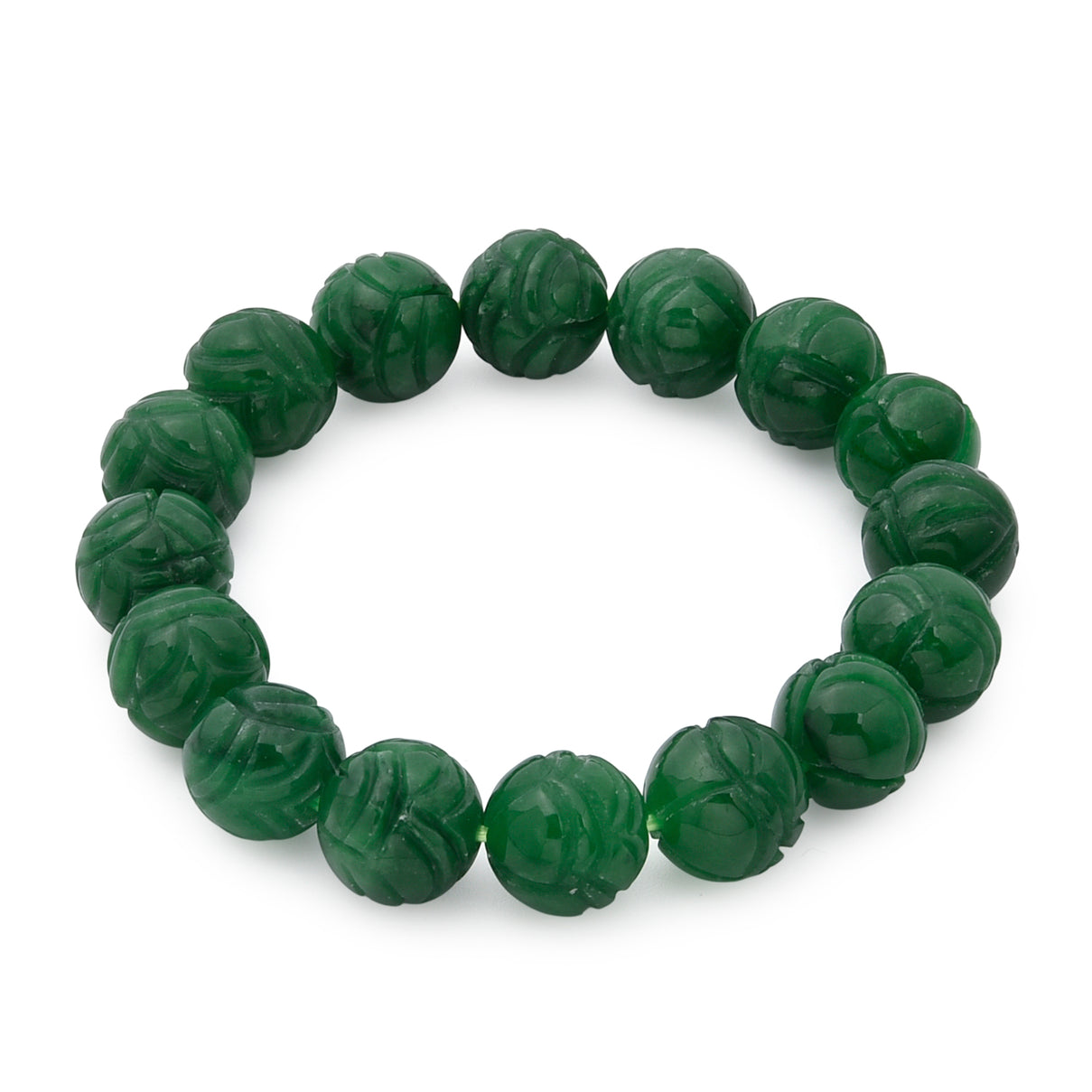Green Jade Stretchable Bead Bracelet (Size - 7) 300.00 Ct. 8572305 4