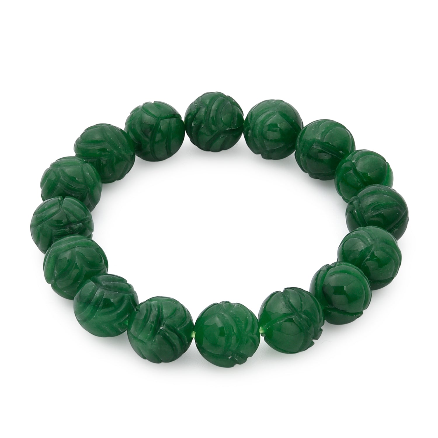 Green Jade Stretchable Bead Bracelet (Size - 7) 300.00 Ct. 8572305 4