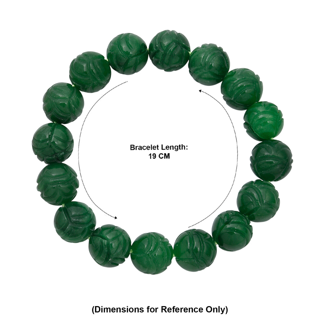Green Jade Stretchable Bead Bracelet (Size - 7) 300.00 Ct._8572305_4