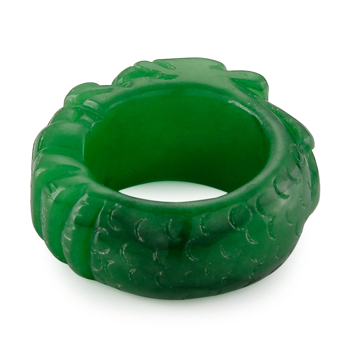 Green Jadeite Jade Dragon Band Ring 45.00 Ct. V32605722 5