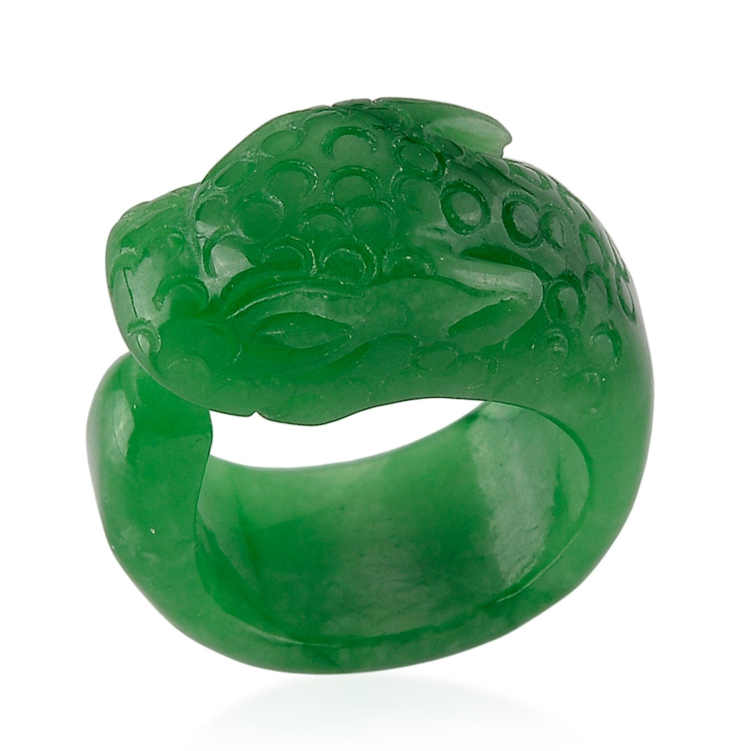 Green Jade Dragon Carved Ring 55.00 Ct. V32514560 0