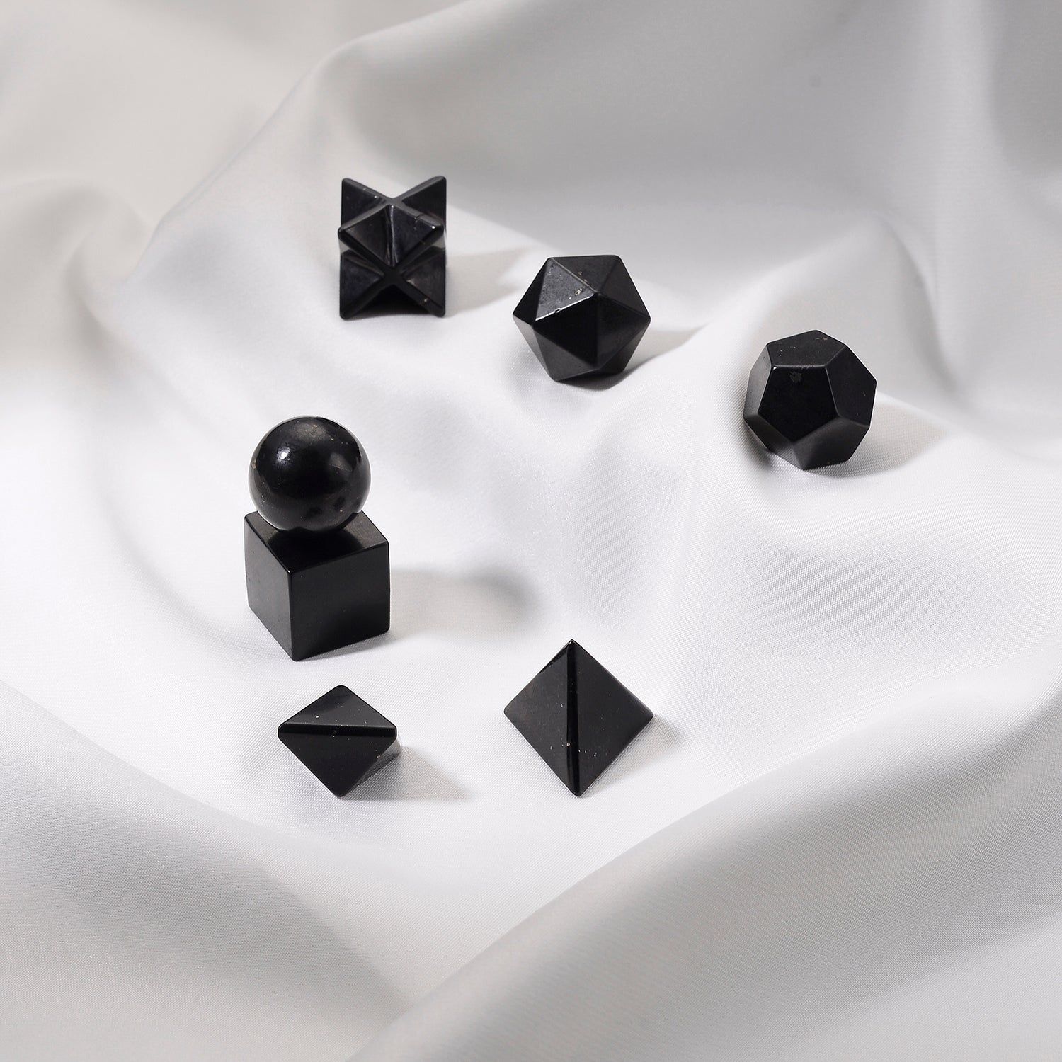 Natural Shungite Platonic Solid Set (7-Piece) 450.00 Ct. 8572336 2
