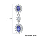 D'Joy - Tanzanite & White Zircon Dangling Earring with Push Post in Rhodium Overlay Sterling Silver 1.45 Ct._8572391_5