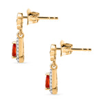 D'Joy - Natural Crimson Fire Opal & White Zircon Dangling Earring with Push Post in Yellow Gold Plated Sterling Silver_8572399_3