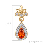 D'Joy - Natural Crimson Fire Opal & White Zircon Dangling Earring with Push Post in Yellow Gold Plated Sterling Silver_8572399_5