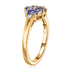 D'Joy - Tanzanite & White Zircon Cluster Ring in Yellow Gold Plated Sterling Silver_8572406_3