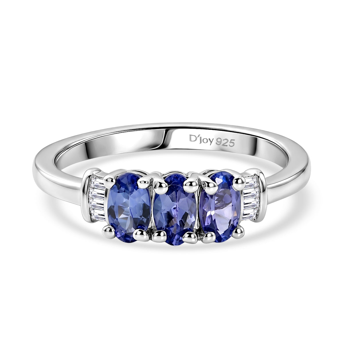 D'Joy - Tanzanite &amp; White Diamond Ring in Rhodium Overlay Sterling Silver V32611595 0