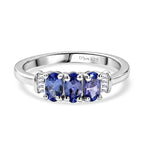 D'Joy - Tanzanite & White Diamond Ring in Rhodium Overlay Sterling Silver 0.83 Ct._8572418