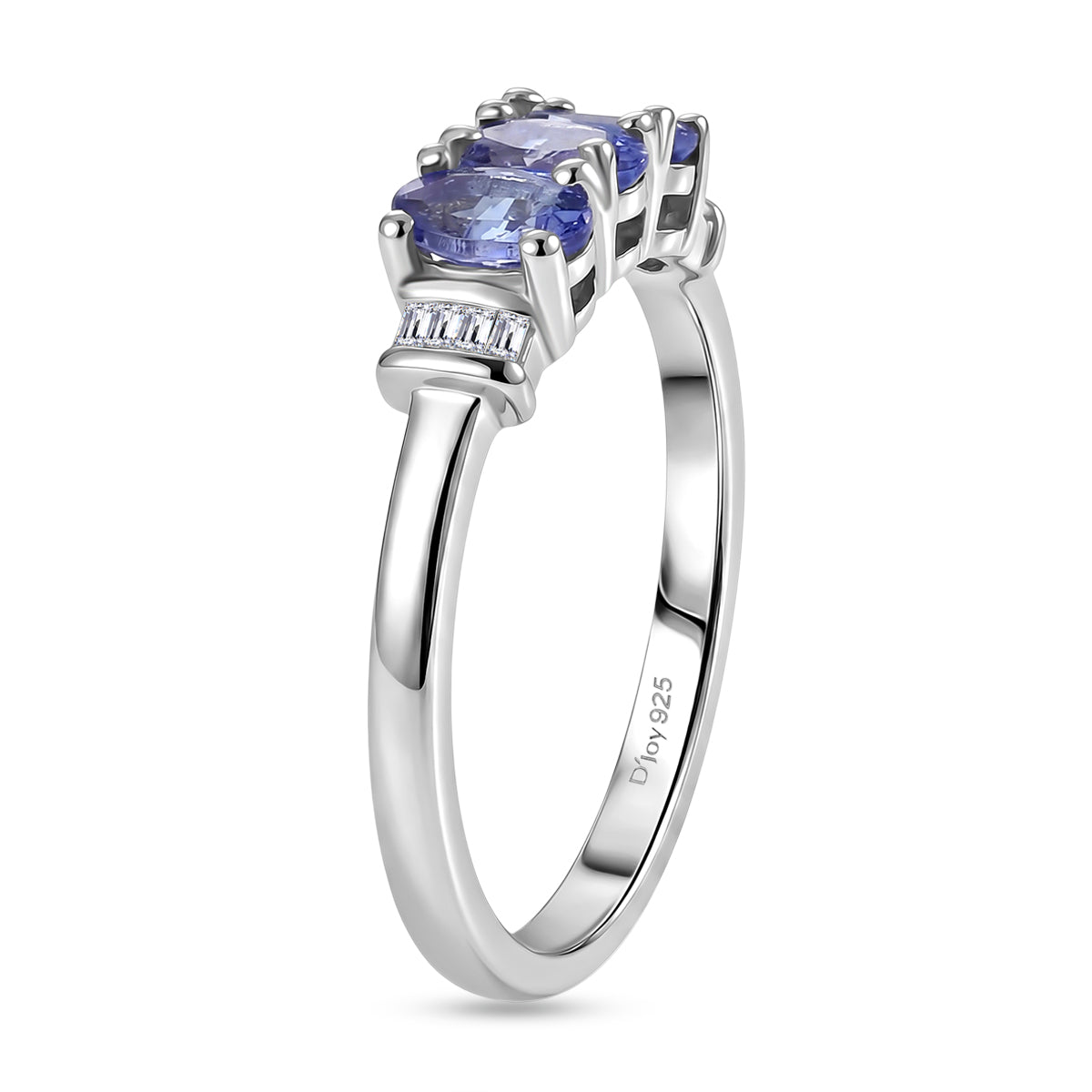 D'Joy - Tanzanite &amp; White Diamond Ring in Rhodium Overlay Sterling Silver V32611595 4