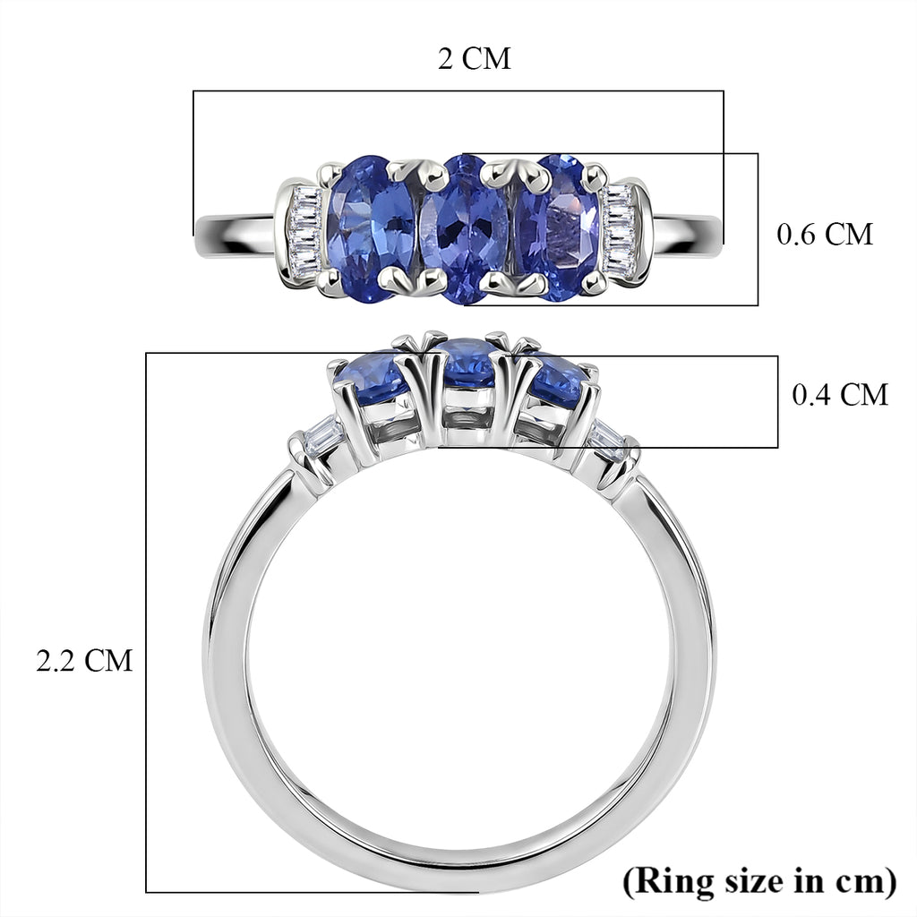 D'Joy - Tanzanite & White Diamond Ring in Rhodium Overlay Sterling Silver 0.83 Ct._8572418_5