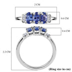 D'Joy - Tanzanite & White Diamond Ring in Rhodium Overlay Sterling Silver 0.83 Ct._8572418_5