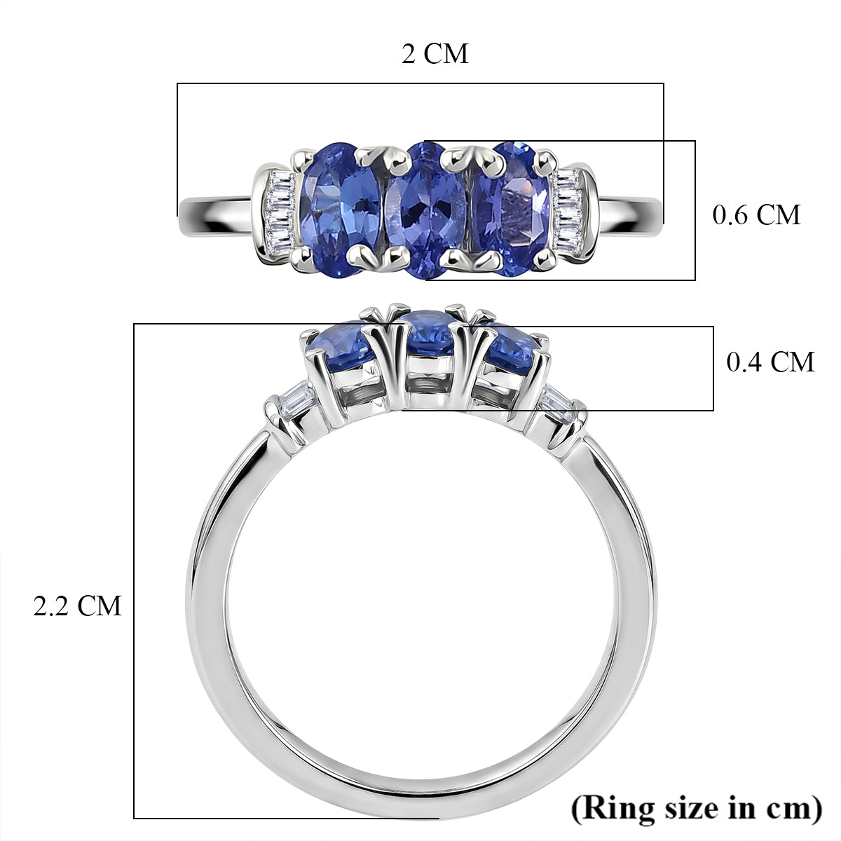 D'Joy - Tanzanite &amp; White Diamond Ring in Rhodium Overlay Sterling Silver V32611595 6