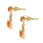 D'Joy - Natural Crimson Fire Opal & White Zircon Dangling Earring with Push Post in Yellow Gold Plated Sterling Silver 1.04 Ct._8572426_3