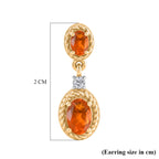 D'Joy - Natural Crimson Fire Opal & White Zircon Dangling Earring with Push Post in Yellow Gold Plated Sterling Silver 1.04 Ct._8572426_5