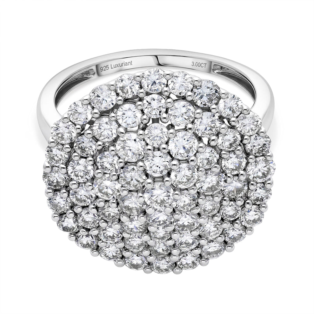 Red Carpet Collection - Luxuriant Lab Grown Diamond (SI/G-H) Cluster Ring in Platinum Overlay Sterling Silver 3.00 Ct._8572430