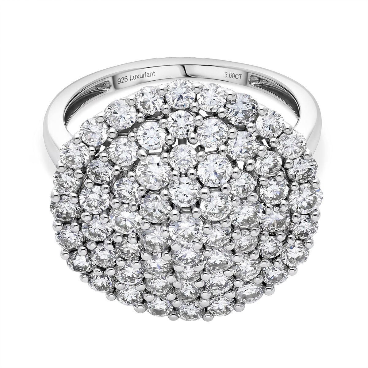 Red Carpet Collection - Luxuriant Lab Grown Diamond (SI-G-H) Cluster Ring in Platinum Overlay Sterling Silver 3.00 Ct. 8572430 0