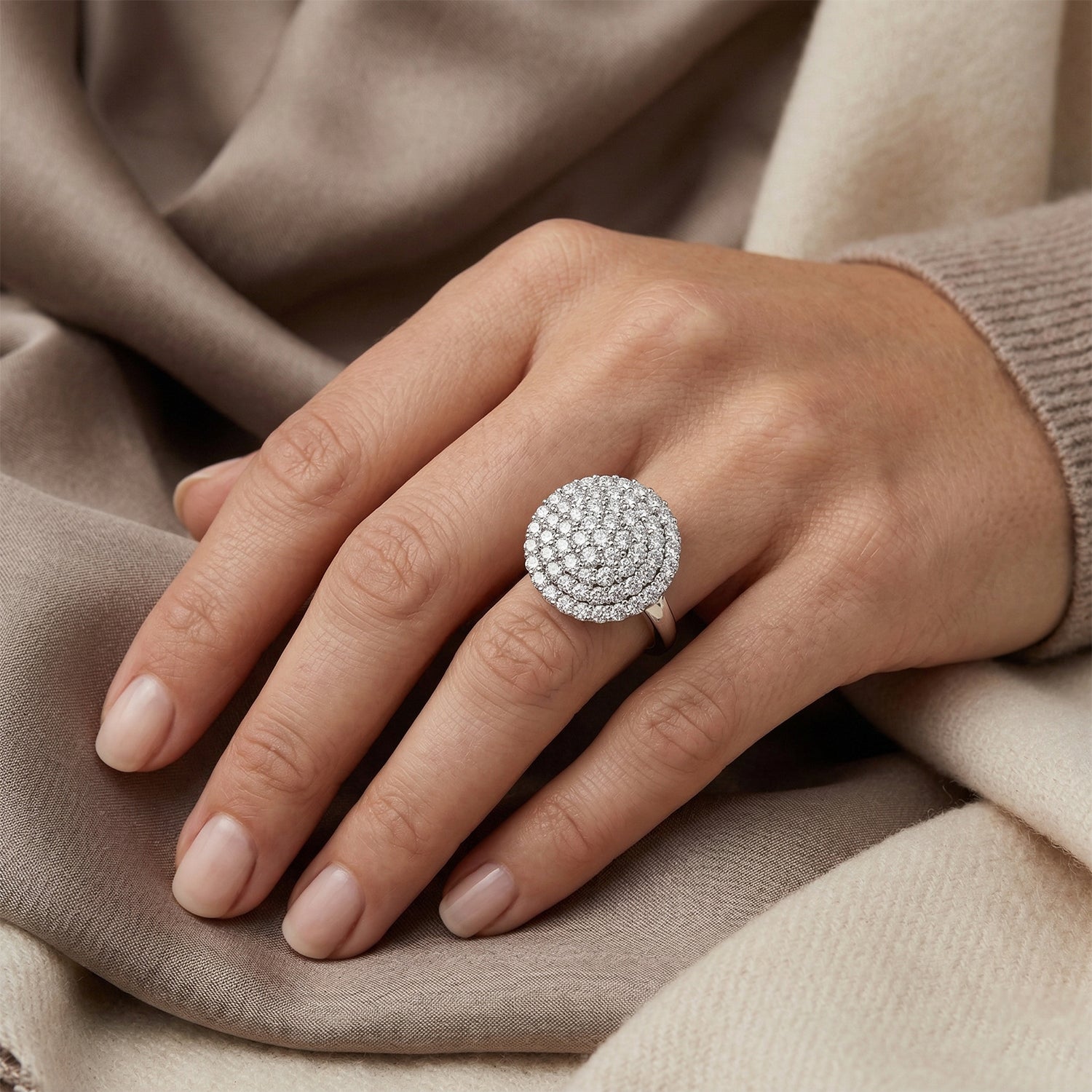 Red Carpet Collection - Luxuriant Lab Grown Diamond (SI-G-H) Cluster Ring in Platinum Overlay Sterling Silver 3.00 Ct. 8572430 2