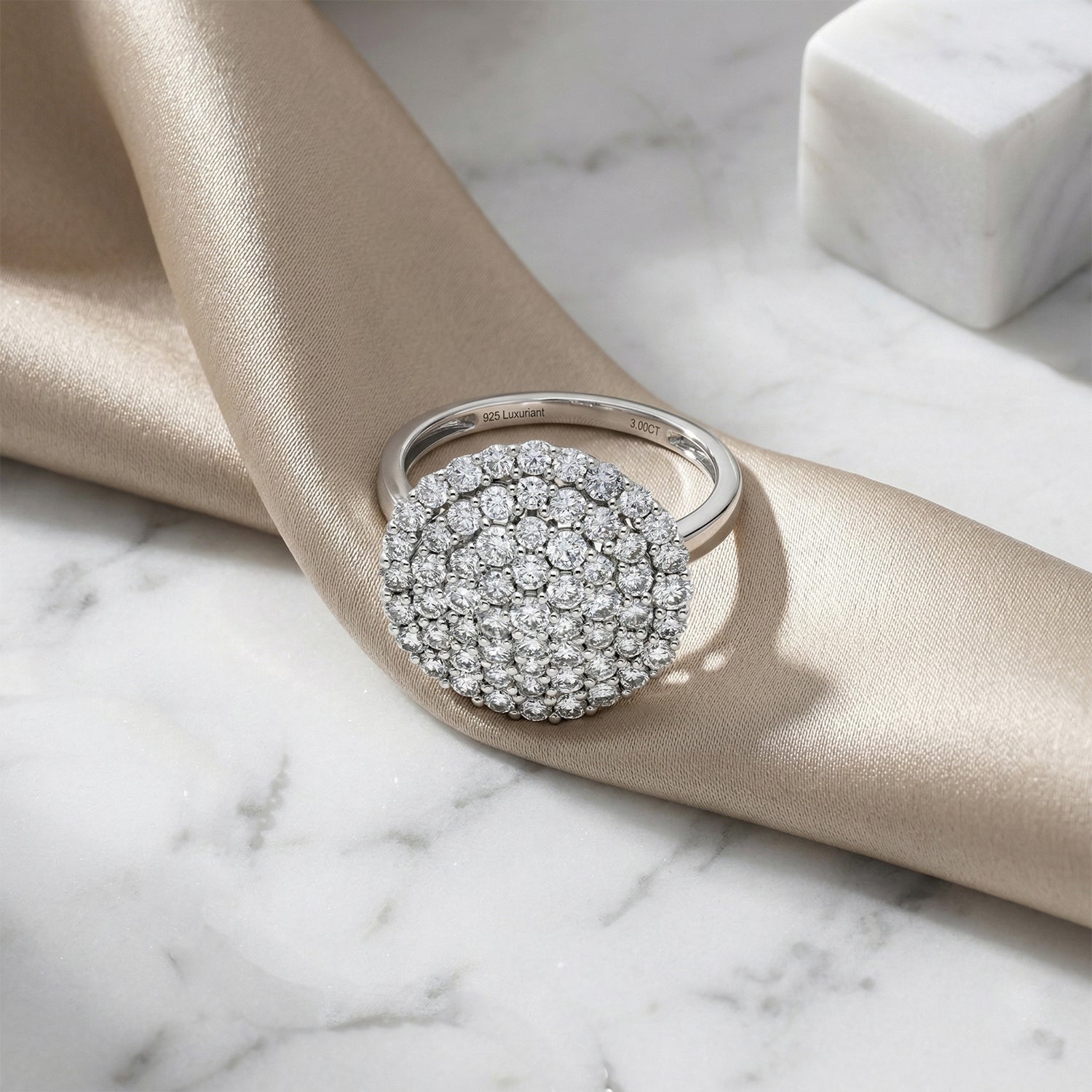 Red Carpet Collection - Luxuriant Lab Grown Diamond (SI-G-H) Cluster Ring in Platinum Overlay Sterling Silver 3.00 Ct. 8572430 3