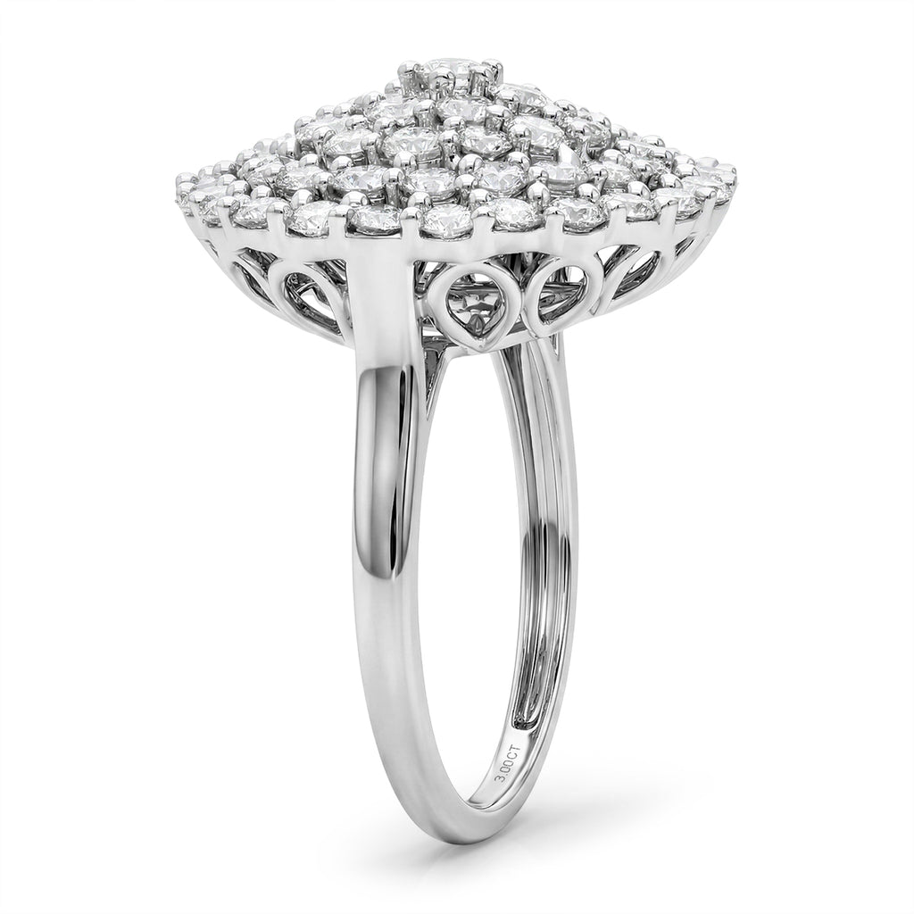 Red Carpet Collection - Luxuriant Lab Grown Diamond (SI/G-H) Cluster Ring in Platinum Overlay Sterling Silver 3.00 Ct._8572430_3