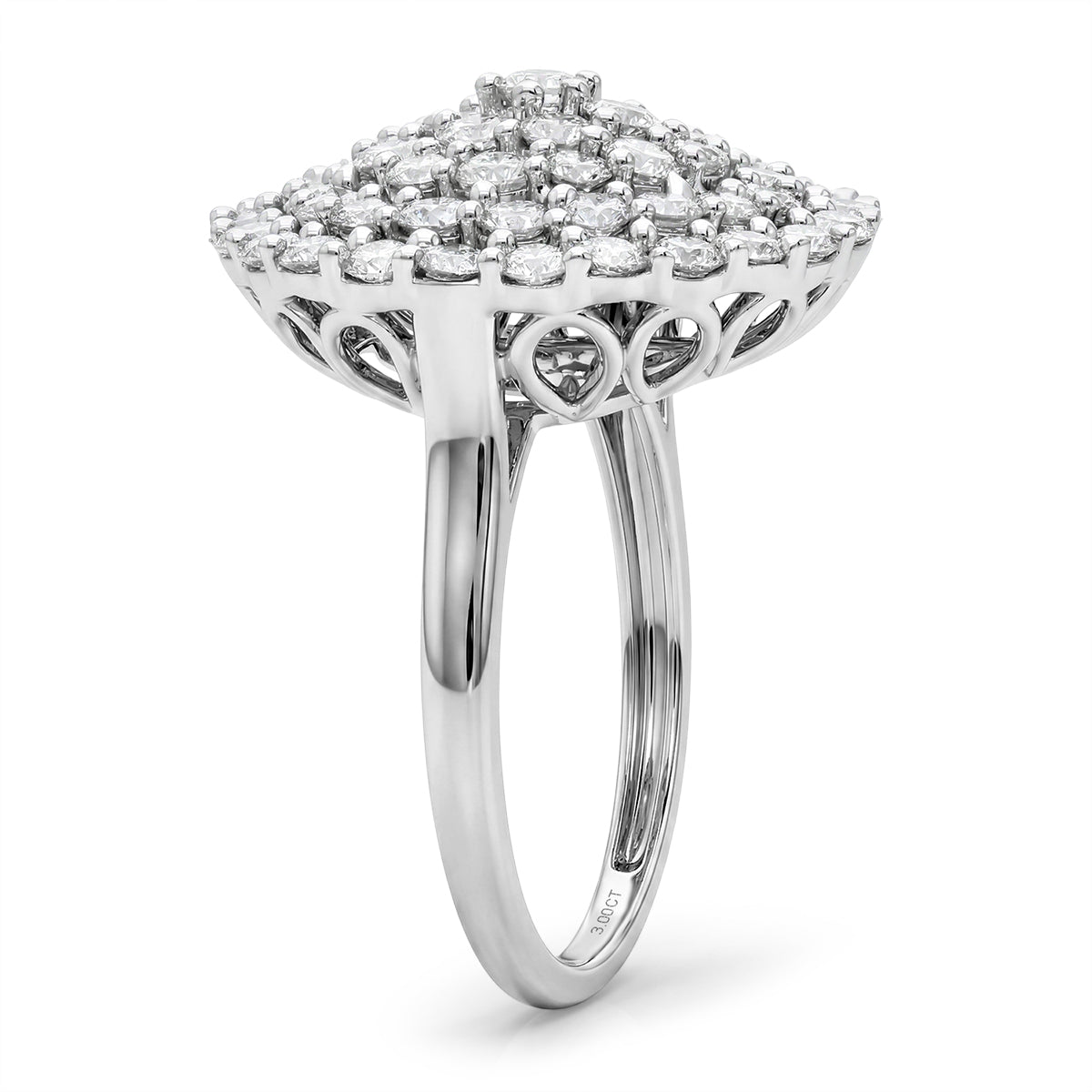 Red Carpet Collection - Luxuriant Lab Grown Diamond (SI-G-H) Cluster Ring in Platinum Overlay Sterling Silver 3.00 Ct. 8572430 4