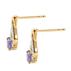 D'Joy - AAA Tanzanite & White Zircon Solitaire Stud Push Post Earring in Yellow Gold Plated Sterling Silver_8572479_3