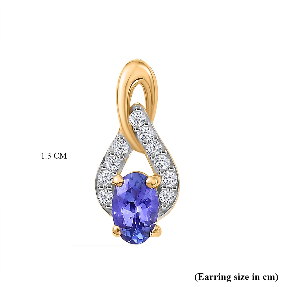 D'Joy - AAA Tanzanite &amp; White Zircon Solitaire Stud Push Post Earring in Yellow Gold Plated Sterling Silver V32518666 5