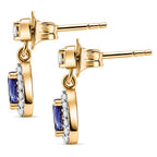 D'Joy - AAA Tanzanite & White Zircon Oval Halo Drop Earring with Push Post in Yellow Gold Plated Sterling Silver 1.00 Ct._8572710_4