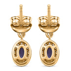 D'Joy - AAA Tanzanite & White Zircon Oval Halo Drop Earring with Push Post in Yellow Gold Plated Sterling Silver 1.00 Ct._8572710_5