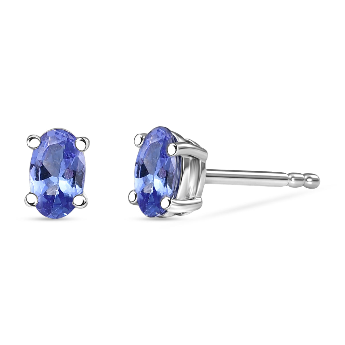 D'Joy - Tanzanite Solitaire Stud Push Post Earring in Platinum Overlay Sterling Silver 8572718 0
