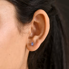 D'Joy - Tanzanite Solitaire Stud Push Post Earring in Platinum Overlay Sterling Silver_8572718_1