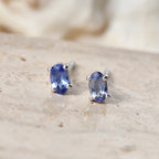 D'Joy - Tanzanite Solitaire Stud Push Post Earring in Platinum Overlay Sterling Silver_8572718_2