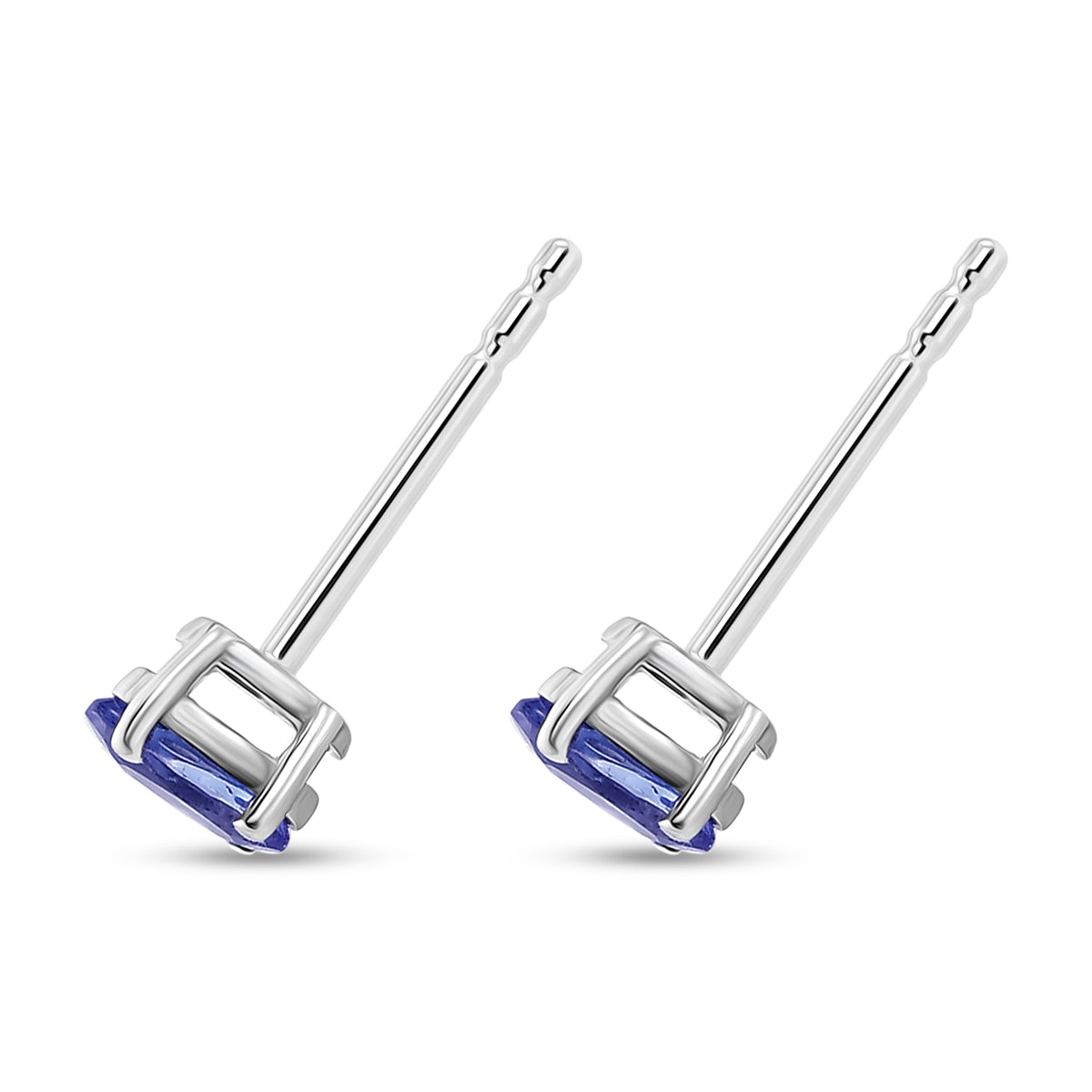 D'Joy - Tanzanite Solitaire Stud Push Post Earring in Platinum Overlay Sterling Silver 8572718 3