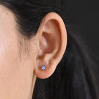 D'Joy - Tanzanite Solitaire Stud Push Post Earring in Yellow Gold Plated Sterling Silver_8572724