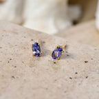 D'Joy - Tanzanite Solitaire Stud Push Post Earring in Yellow Gold Plated Sterling Silver_8572724_2