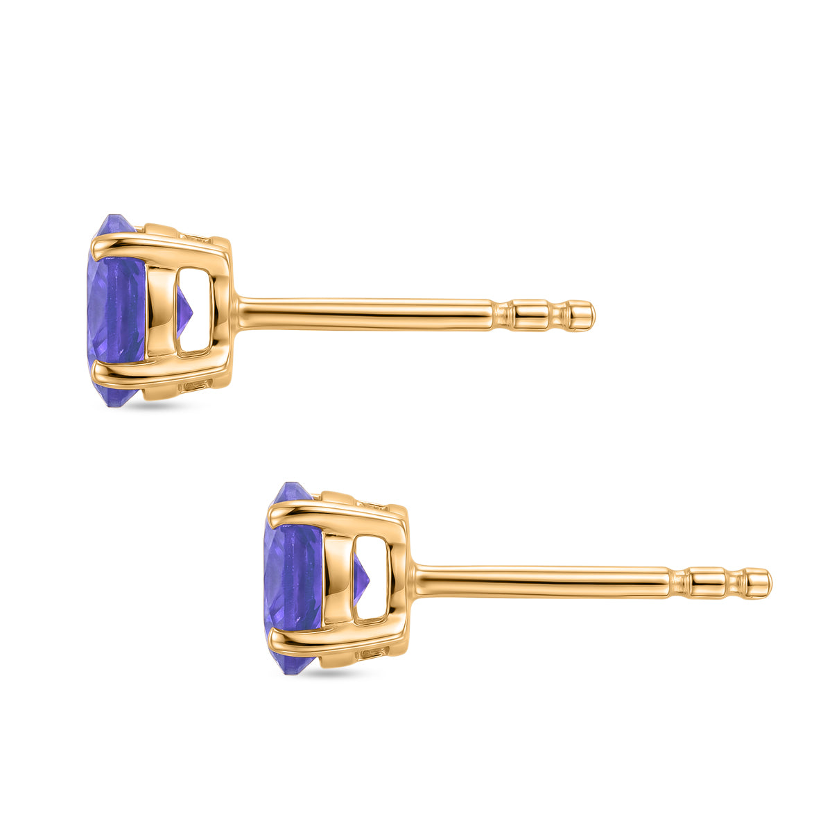 D'Joy - Tanzanite Solitaire Stud Push Post Earring in Yellow Gold Plated Sterling Silver 8572724 3