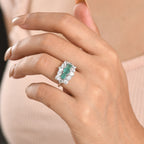 D'Joy - AAA Zambian Emerald & White Zircon Cluster Ring in Rhodium Overlay Sterling Silver 4.90 Ct._8572730_1