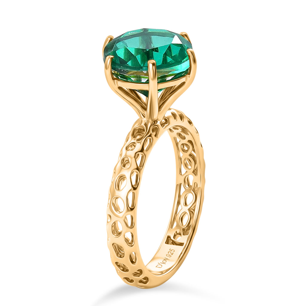 D'Joy - Peacock Triplet Quartz Solitaire Ring in Yellow Gold Plated Sterling Silver 4.00 Ct._8572804_3