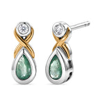 Luxuriant - AAA Premium  Zambian Emerald & Lab Grown Diamond (SI/G-H) Infinity Drop Earring with Push Post in 18K Vermeil Yellow Gold Plated & Rhodium Overlay Sterling Silver 0.34 Ct._8572810