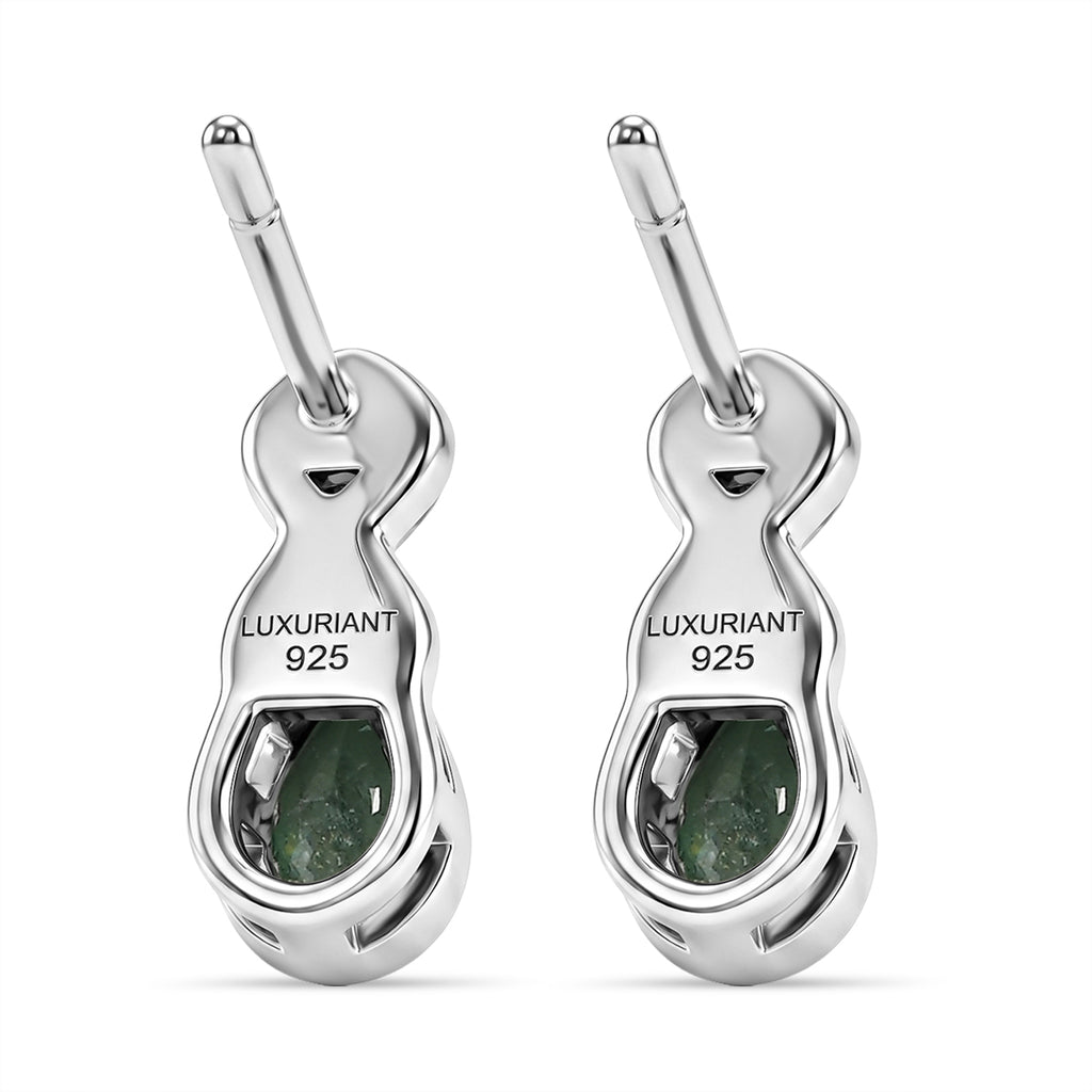 Luxuriant - AAA Premium  Zambian Emerald & Lab Grown Diamond (SI/G-H) Infinity Drop Earring with Push Post in 18K Vermeil Yellow Gold Plated & Rhodium Overlay Sterling Silver 0.34 Ct._8572810_4