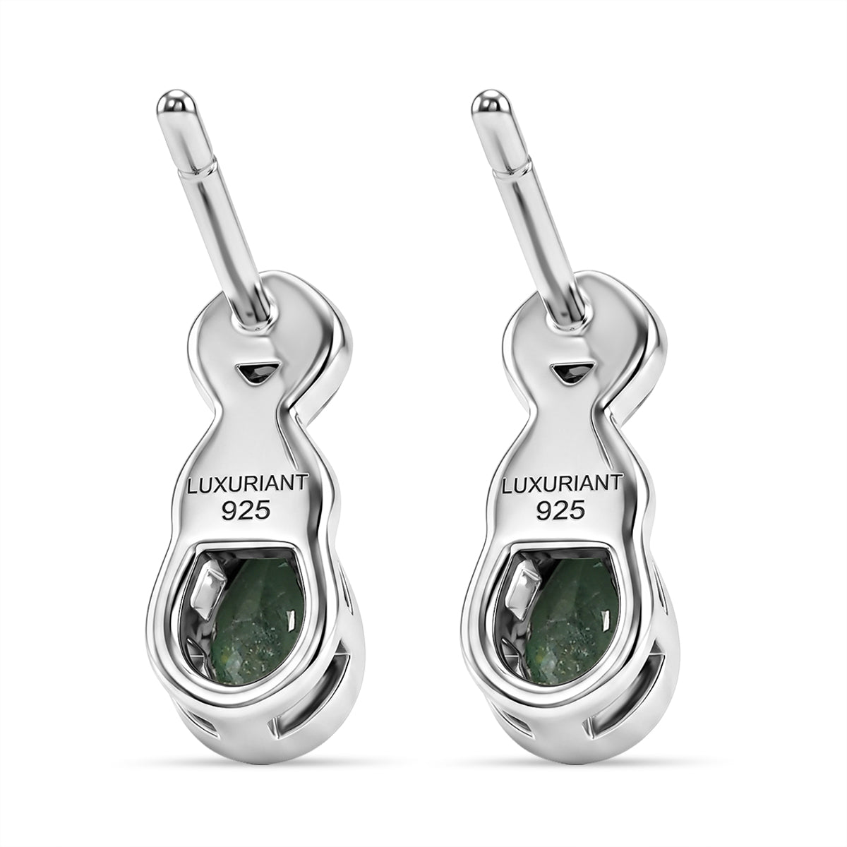 Luxuriant - AAA Premium  Zambian Emerald &amp; Lab Grown Diamond (SI-G-H) Infinity Drop Earring with Push Post in 18K Vermeil Yellow Gold Plated &amp; Rhodium Overlay Sterling Silver 0.34 Ct. 8572810 5