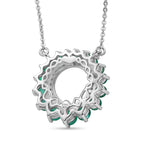 D'Joy - AAA Premium Zambian Emerald & White Zircon Necklace (Size - 20) with Lobster Clasp in Rhodium Overlay Sterling Silver 1.40 Ct._8572812_4