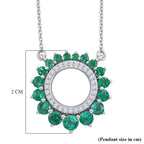 D'Joy - AAA Premium Zambian Emerald & White Zircon Necklace (Size - 20) with Lobster Clasp in Rhodium Overlay Sterling Silver 1.40 Ct._8572812_5