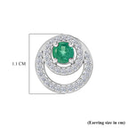 Luxuriant - AAA Premium Zambian Emerald & Lab Grown Diamond (SI/G-H) Halo Stud Earring with Push Post in Rhodium Overlay Sterling Silver 0.85 Ct._8572834_5