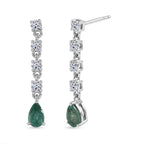Luxuriant - AAA Zambian Emerald & Lab Grown Diamond (SI/G-H) Dangling Earring with Push Post in Rhodium Overlay Sterling Silver 1.30 Ct._8572835