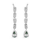 Luxuriant - AAA Zambian Emerald & Lab Grown Diamond (SI/G-H) Dangling Earring with Push Post in Rhodium Overlay Sterling Silver 1.30 Ct._8572835_4