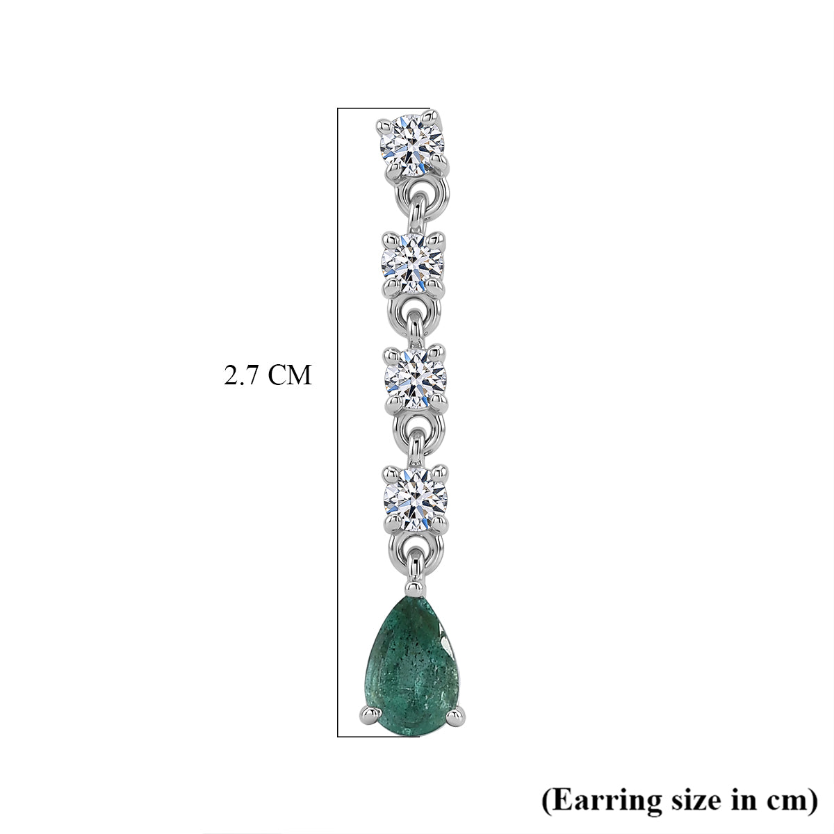 Luxuriant - AAA Zambian Emerald &amp; Lab Grown Diamond (SI-G-H) Dangling Earring with Push Post in Rhodium Overlay Sterling Silver 1.30 Ct. 8572835 6
