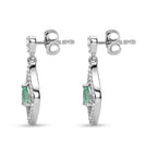 D'Joy - AAA Premium Zambian Emerald & White Zircon Dangling Earring with Push Post in Rhodium Overlay Sterling Silver_8572836_3