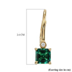 Luxuriant - AAA Lab Grown Columbian Emerald & Lab Grown Diamond (SI/G-H) Solitaire Lever Back Earring in 18K Vermeil Yellow Gold Plated Sterling Silver 1.26 Ct._8573064_5