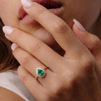 Luxuriant - AAA Lab Grown Colombian Emerald & Lab Grown Diamond (SI/G-H) Halo Ring in 18K Vermeil Yellow Gold Plated Sterling Silver 1.70 Ct._8573065_2