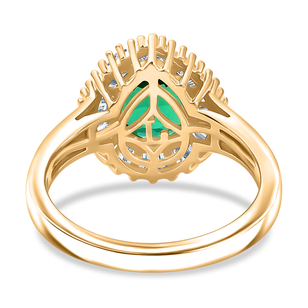 Luxuriant - AAA Lab Grown Colombian Emerald & Lab Grown Diamond (SI/G-H) Halo Ring in 18K Vermeil Yellow Gold Plated Sterling Silver 1.70 Ct._8573065_5